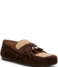 Marc Nolan Women's Simone Chocolate Raffia Suede Tassel Loafers