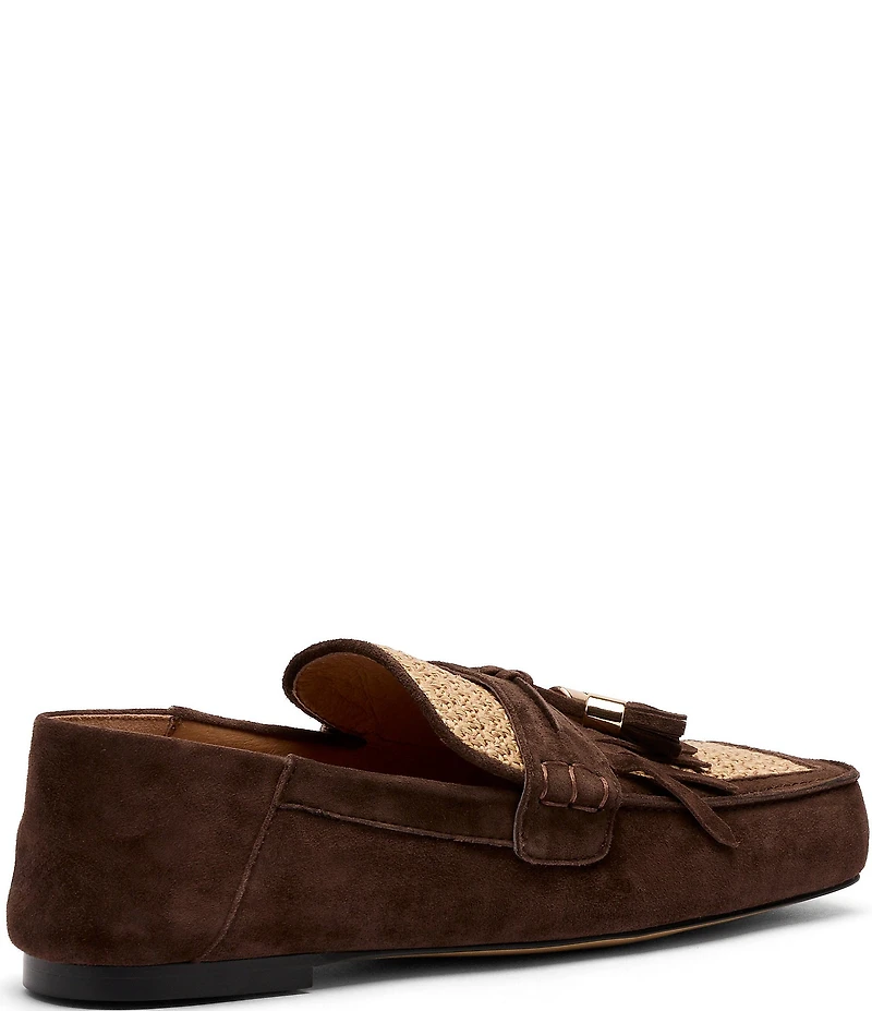 Marc Nolan Women's Simone Chocolate Raffia Suede Tassel Loafers