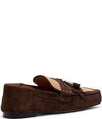 Marc Nolan Women's Simone Chocolate Raffia Suede Tassel Loafers