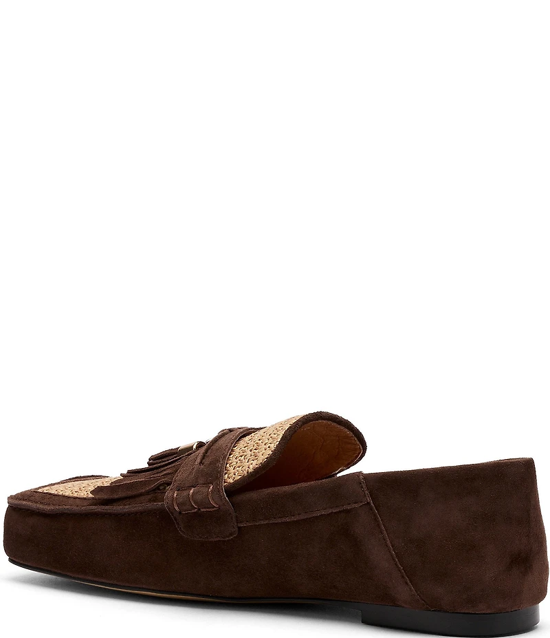 Marc Nolan Women's Simone Chocolate Raffia Suede Tassel Loafers