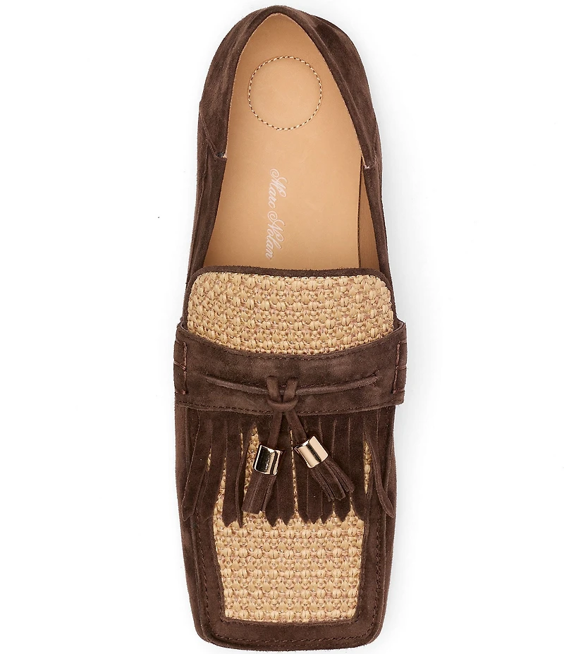 Marc Nolan Women's Simone Chocolate Raffia Suede Tassel Loafers