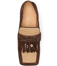 Marc Nolan Women's Simone Chocolate Raffia Suede Tassel Loafers