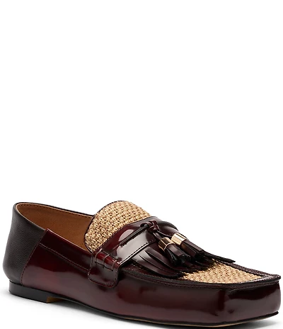 Marc Nolan Women's Simone Patent Leather Raffia Tassel Kiltie Loafers