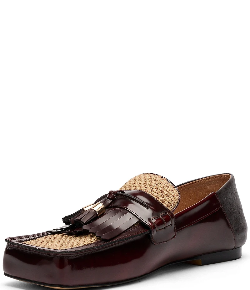 Marc Nolan Women's Simone Patent Leather Raffia Tassel Kiltie Loafers