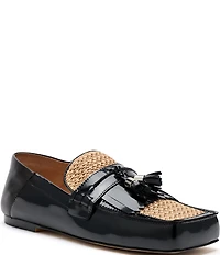 Marc Nolan Women's Simone Patent Leather and Raffia Tassel Loafers