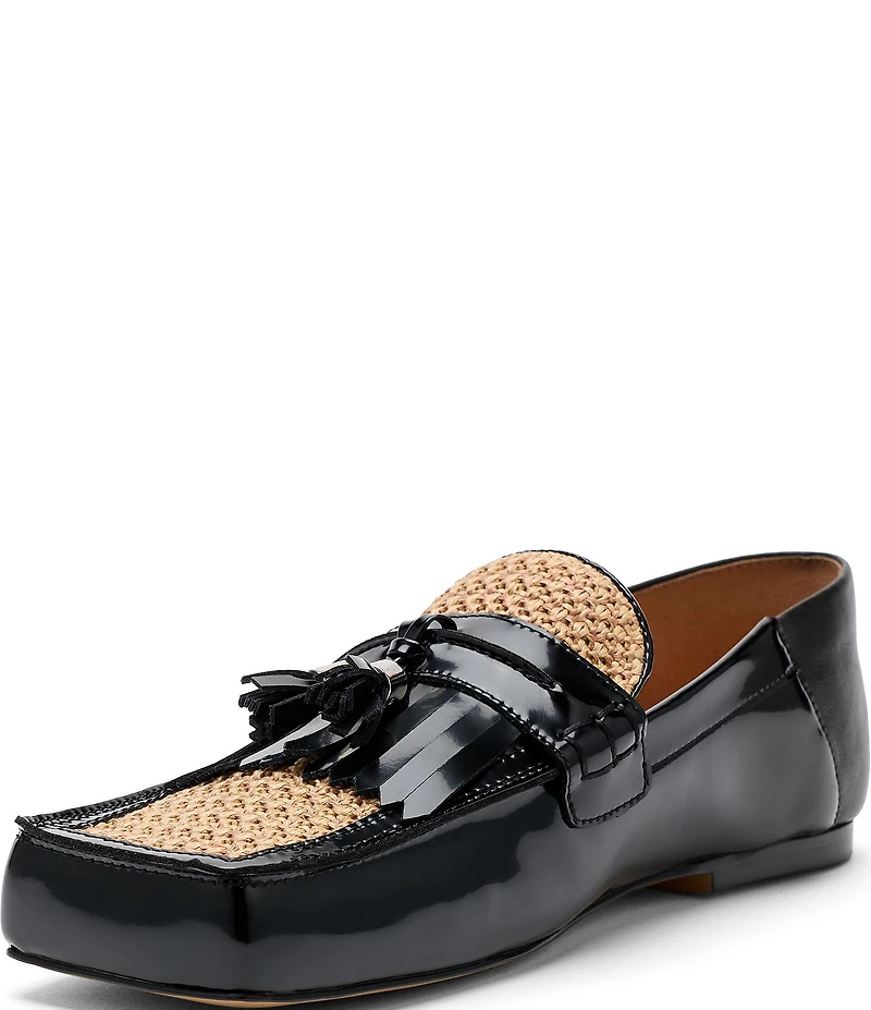 Marc Nolan Women's Simone Patent Leather and Raffia Tassel Loafers