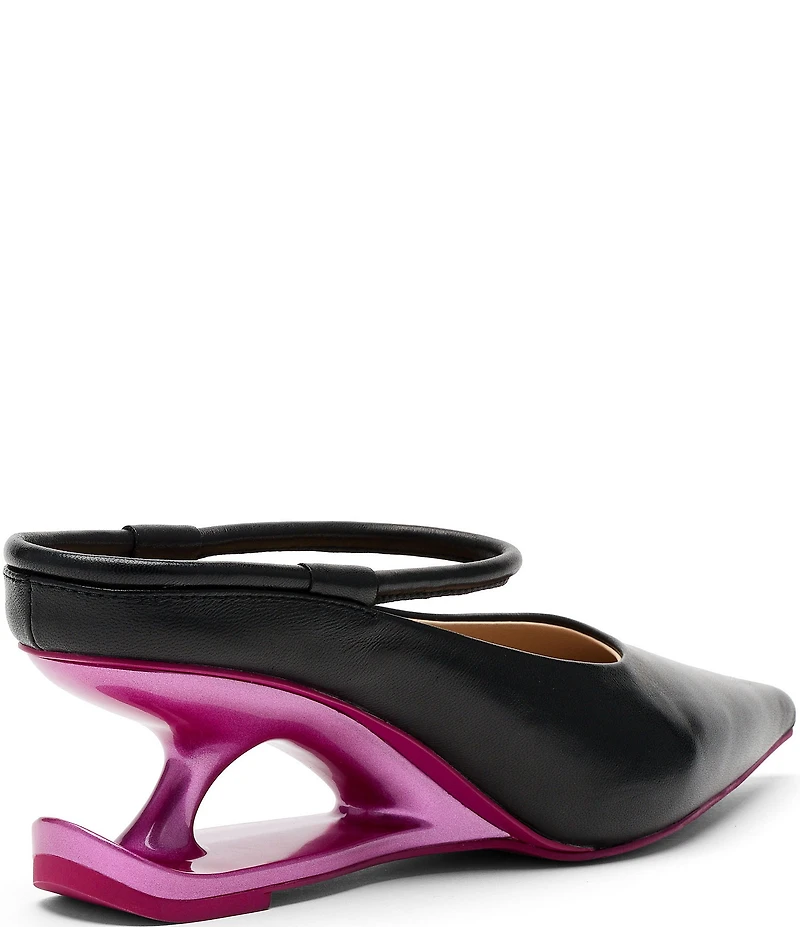 Marc Nolan Women's Sophia Leather Strap Architectural Heel Mules