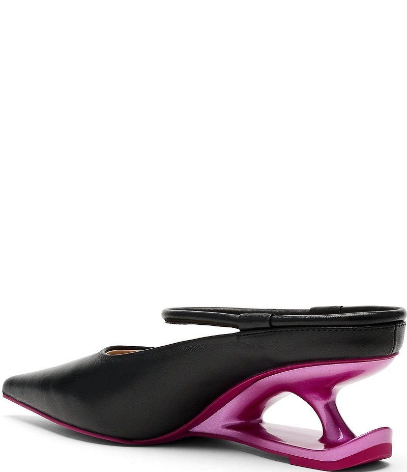 Marc Nolan Women's Sophia Leather Strap Architectural Heel Mules