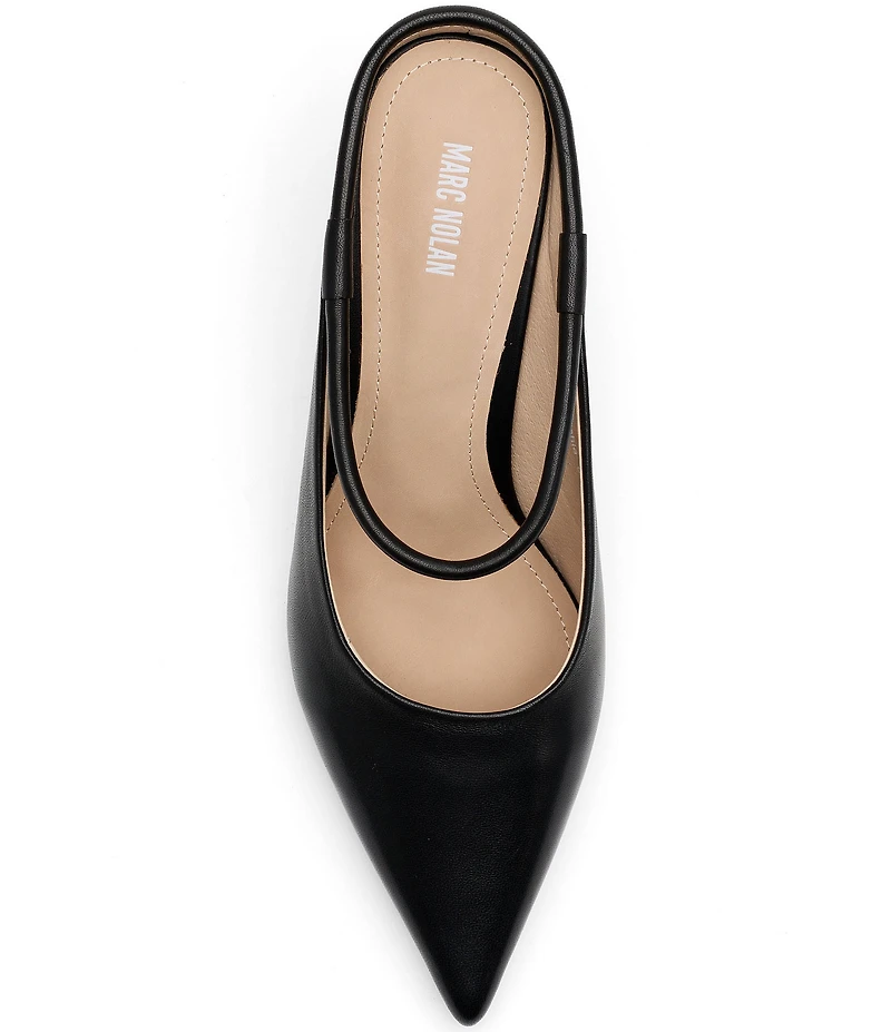 Marc Nolan Women's Sophia Leather Strap Architectural Heel Mules