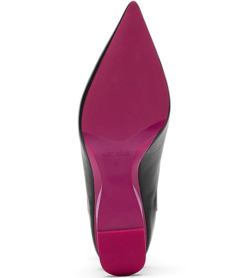 Marc Nolan Women's Sophia Leather Strap Architectural Heel Mules