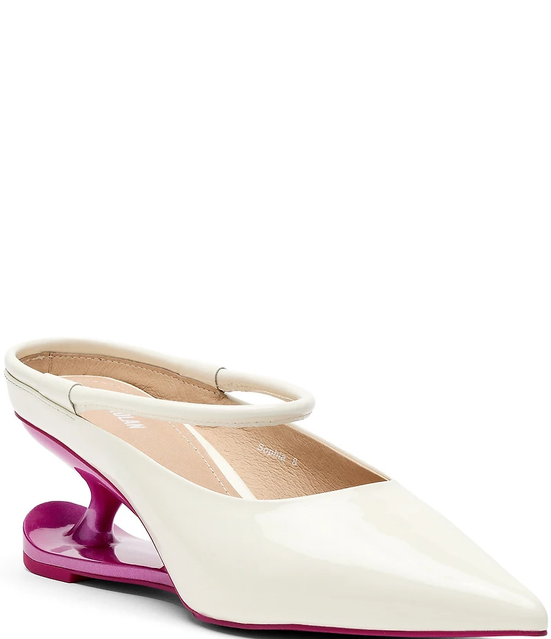 Marc Nolan Women's Sophia Leather Strap Architectural Heel Mules