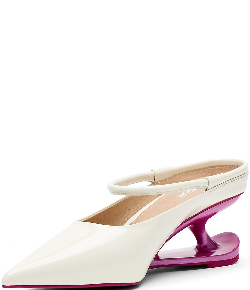 Marc Nolan Women's Sophia Leather Strap Architectural Heel Mules