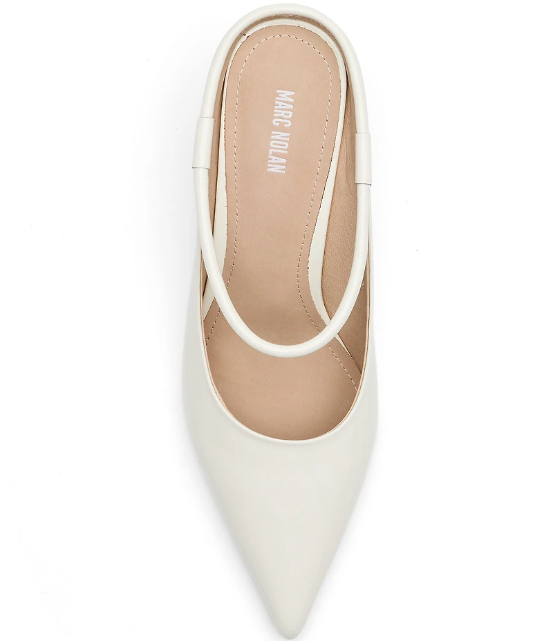 Marc Nolan Women's Sophia Leather Strap Architectural Heel Mules