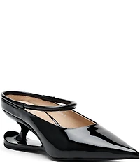 Marc Nolan Women's Sophia Patent Leather Strap Architectural Heel Mules