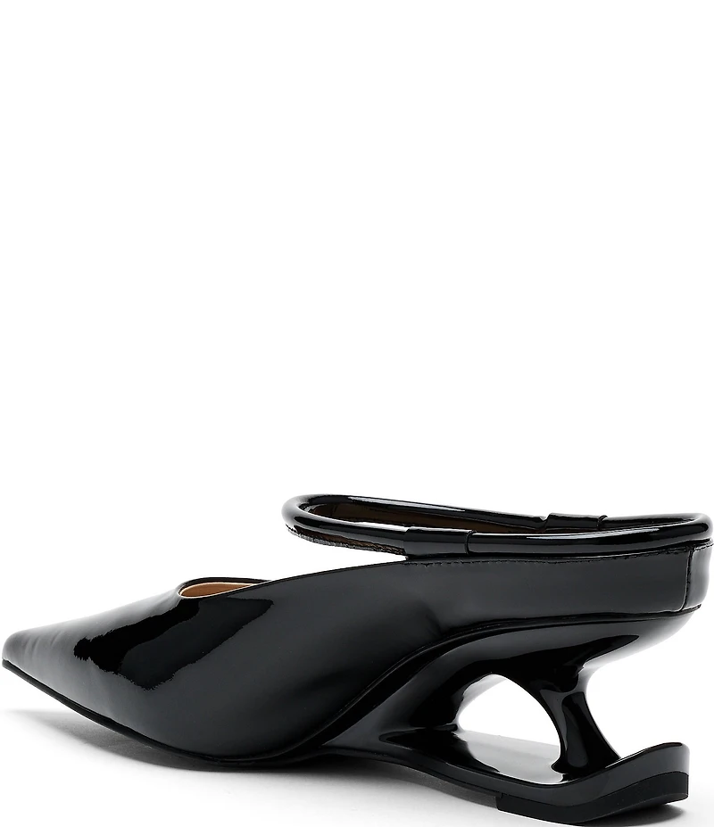 Marc Nolan Women's Sophia Patent Leather Strap Architectural Heel Mules