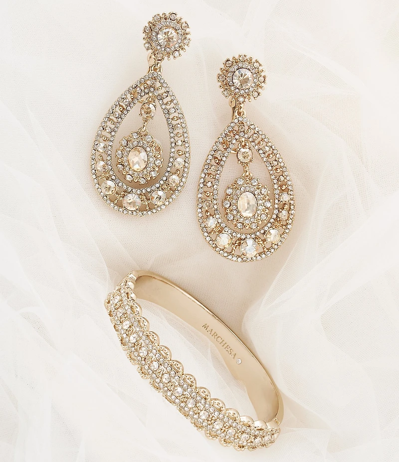 Marchesa Filigree Chandelier Crystal Statement Drop Earrings