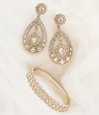 Marchesa Filigree Chandelier Crystal Statement Drop Earrings