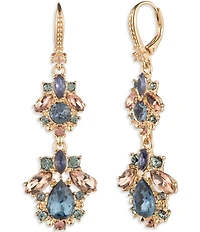 Marchesa Gold Tone Blue Cluster Double Drop Linear Earrings