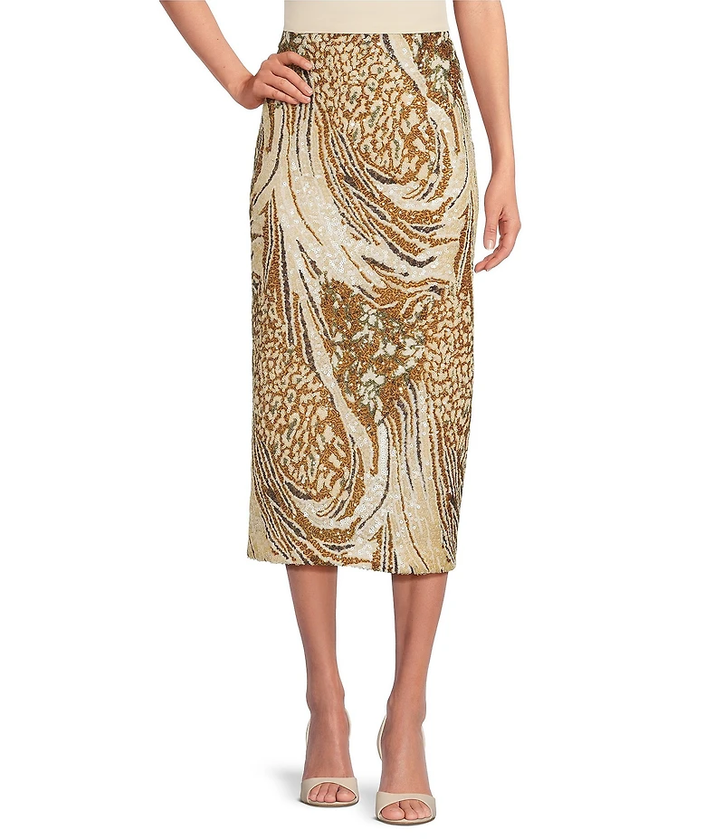 Marchesa Hawthorn Printed Sequin Skirt
