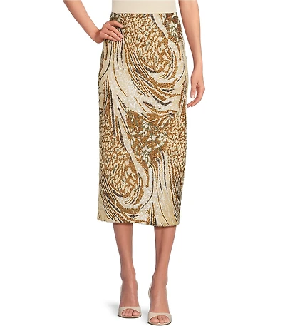 Marchesa Hawthorn Printed Sequin Skirt
