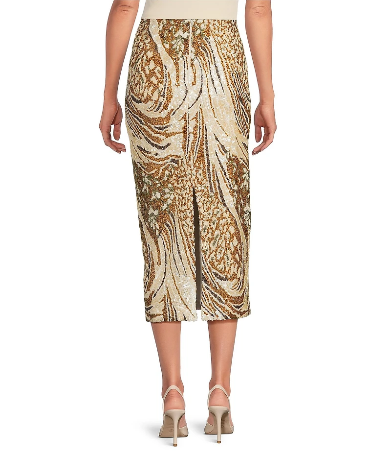 Marchesa Hawthorn Printed Sequin Skirt