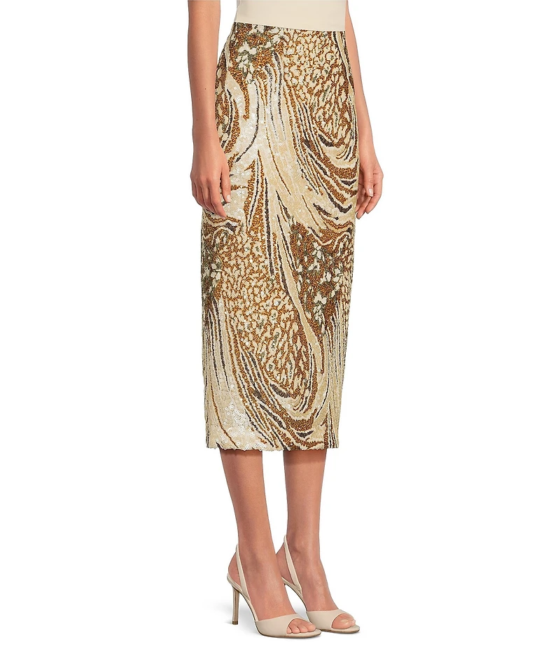 Marchesa Hawthorn Printed Sequin Skirt