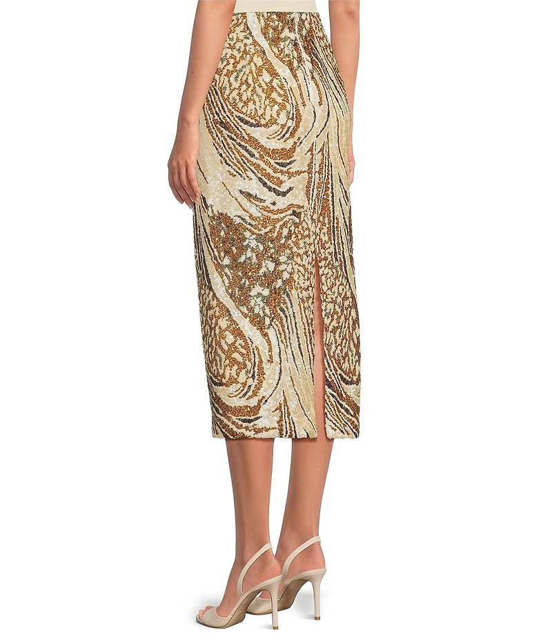 Marchesa Hawthorn Printed Sequin Skirt