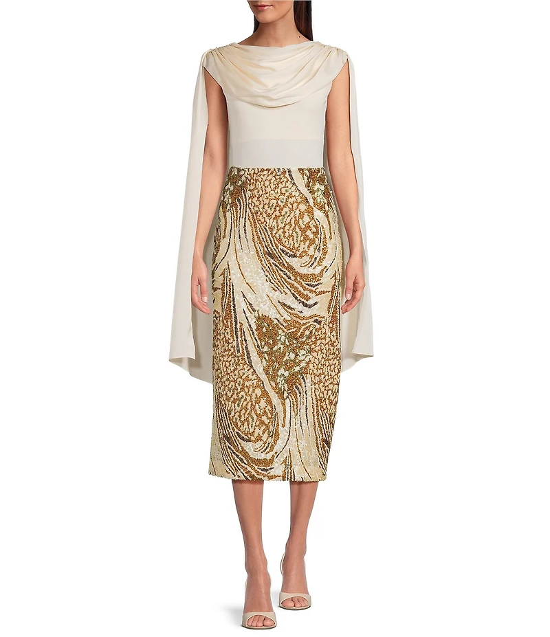 Marchesa Hawthorn Printed Sequin Skirt