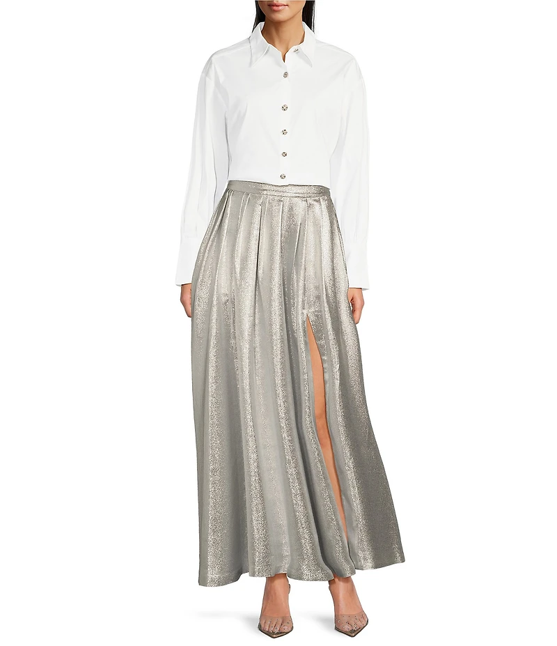 Muse by Marchesa Orchid Cotton Poplin Button Front Embellished Button Blouse