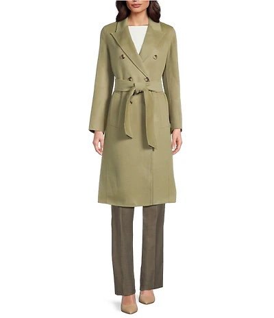 Marella Ara Wool Sage Notch Lapel Long Sleeve 3-Button Coat