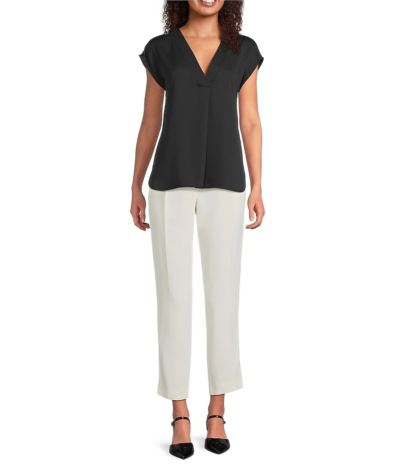 Marella Brina Globo V-Neck Satin Kimono Short Sleeve Top