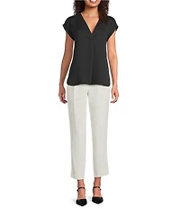 Marella Brina Globo V-Neck Satin Kimono Short Sleeve Top