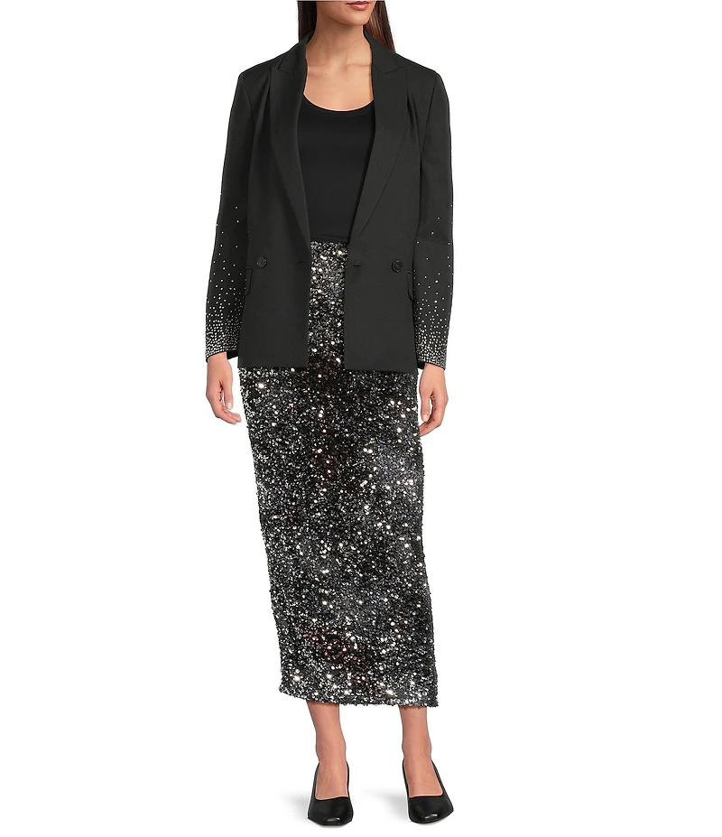 Marella Burano Embellished Peak Lapel Long Sleeve Jacket