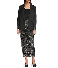 Marella Burano Embellished Peak Lapel Long Sleeve Jacket