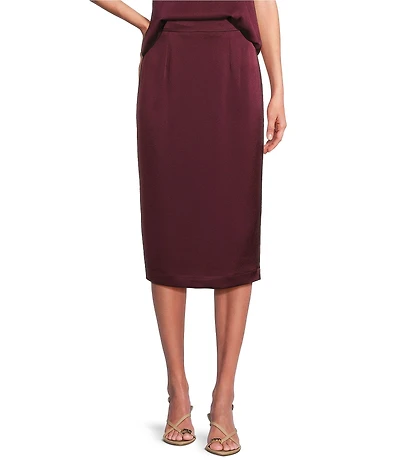 Marella Cadine Satin Straight Coordinating Midi Skirt