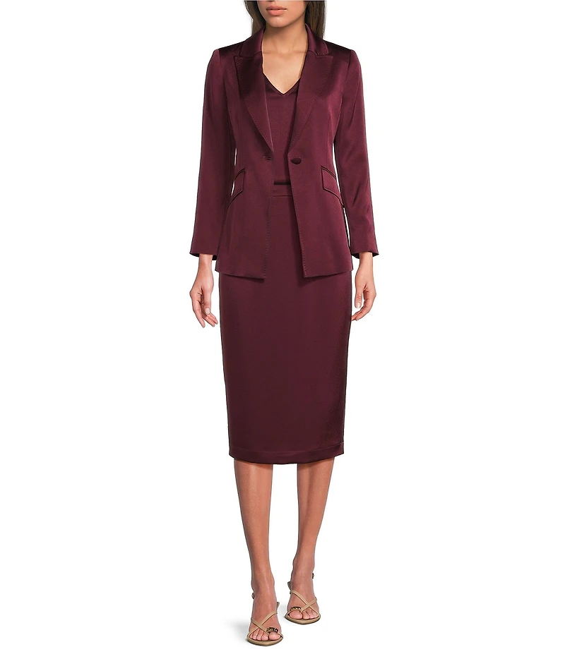 Marella Cadine Satin Straight Coordinating Midi Skirt