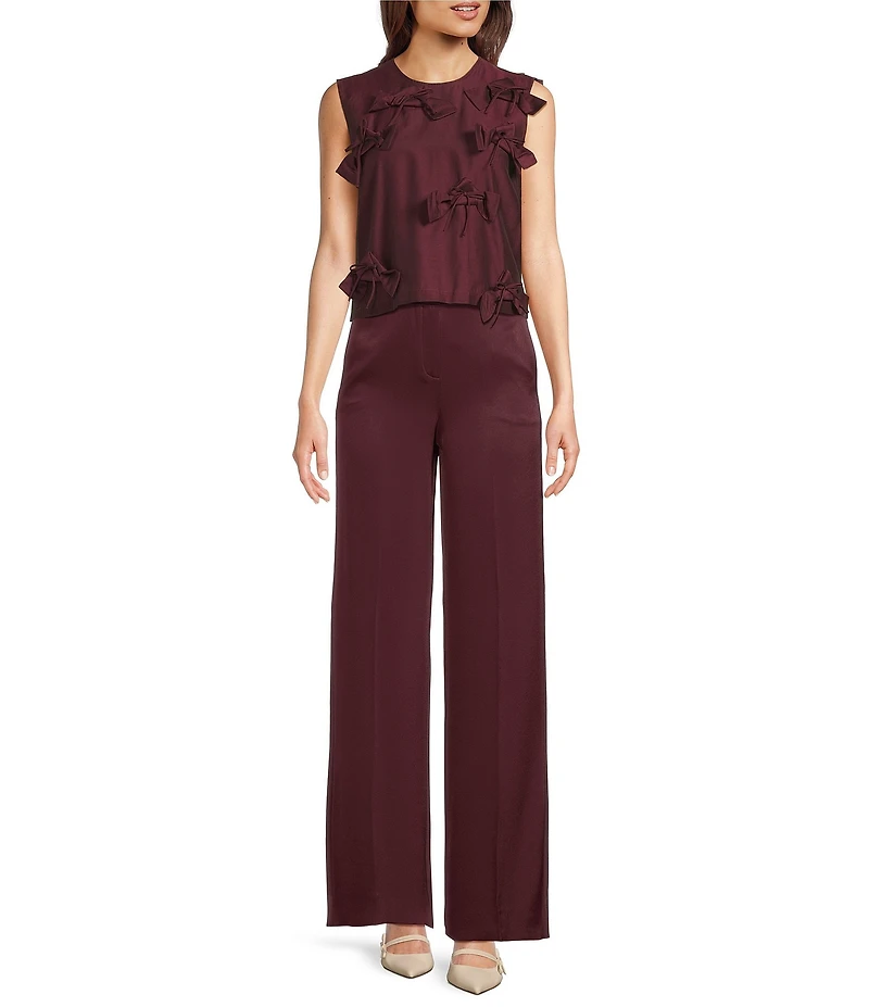 Marella Canore Popline Embroidered Bow Round Neck Sleeveless Top