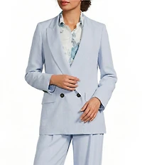 Marella Canzone Blue Stretch Double Breasted Long Sleeve Blazer