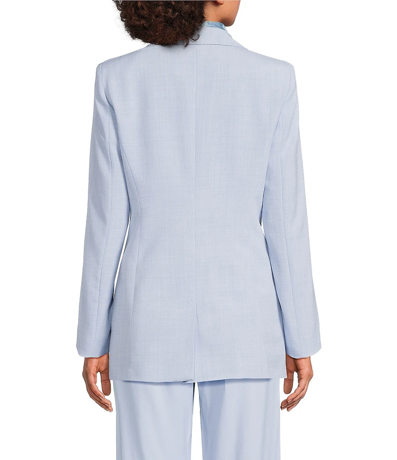 Marella Canzone Blue Stretch Double Breasted Long Sleeve Blazer
