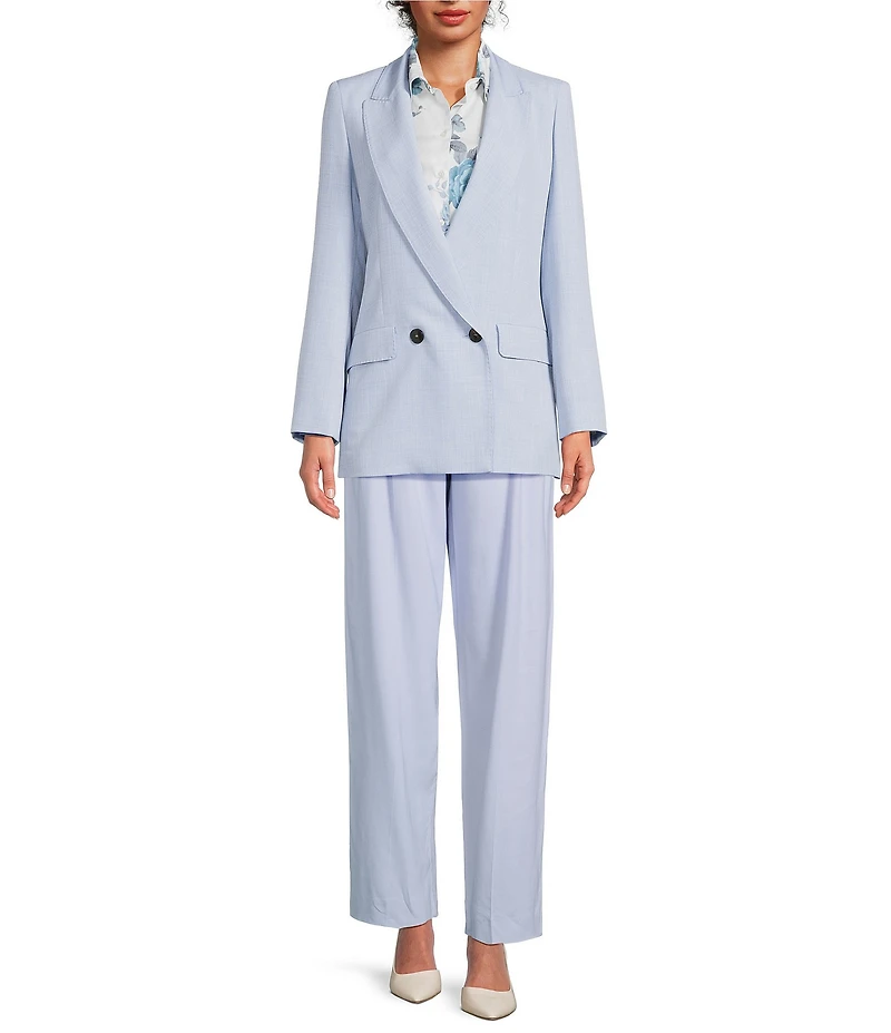 Marella Canzone Blue Stretch Double Breasted Long Sleeve Blazer