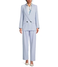 Marella Canzone Blue Stretch Double Breasted Long Sleeve Blazer