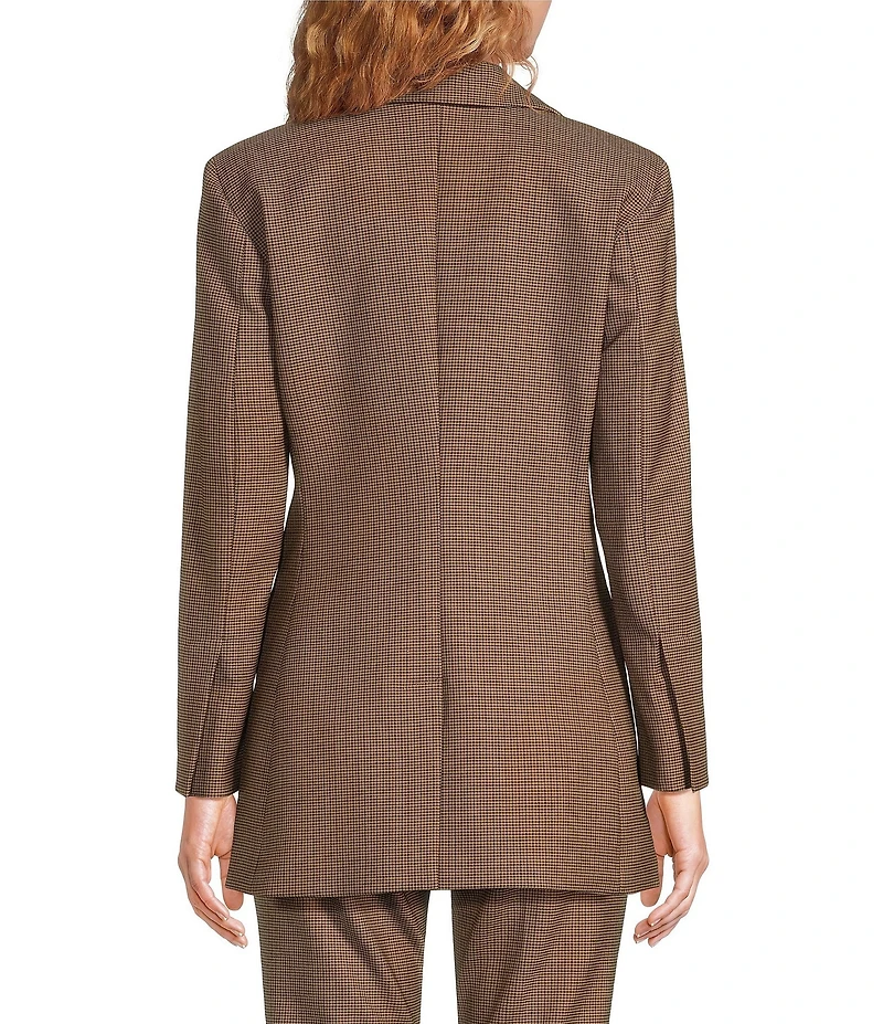 Marella Cerreto Wool Blend Plaid Notch Lapel Long Sleeve Blazer