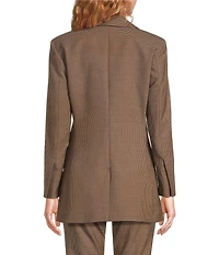 Marella Cerreto Wool Blend Plaid Notch Lapel Long Sleeve Blazer