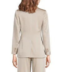 Marella Coordinating Cognac Satin Point Lapel Long Sleeve One-Button Blazer
