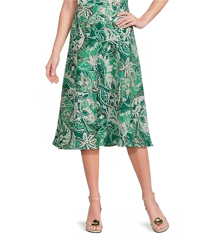 Marella Coordinating Ospite Foliage Printed Linen Skirt