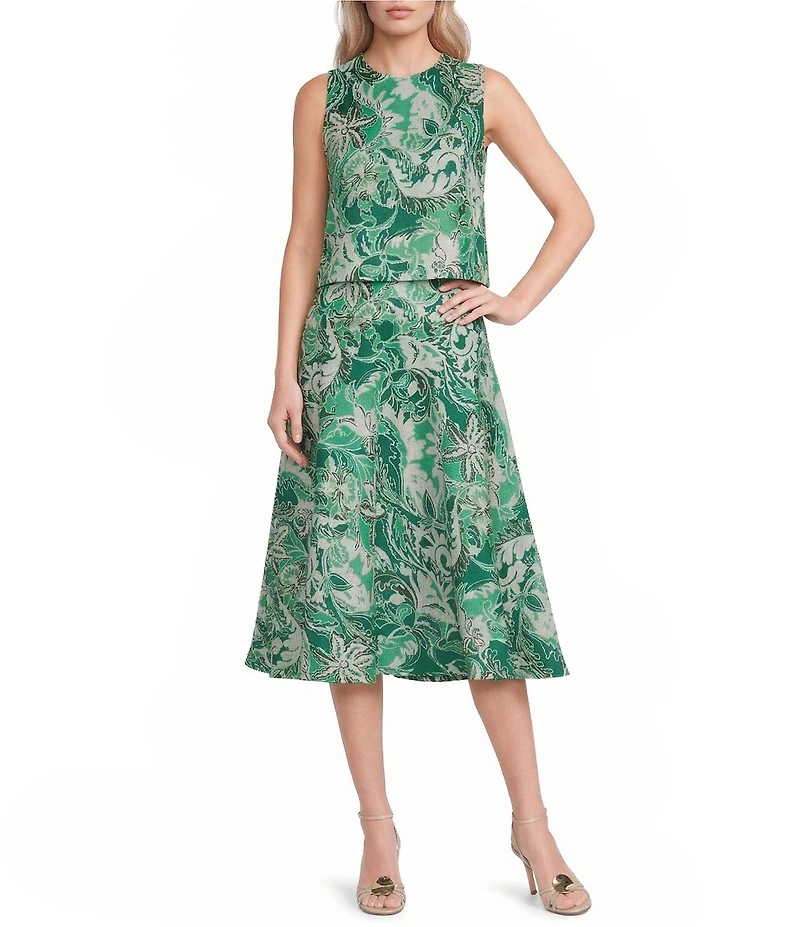 Marella Coordinating Ospite Foliage Printed Linen Skirt