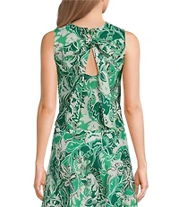 Marella Coordinating Woven Quinto Emerald Printed Linen Sleeveless Canvas Top