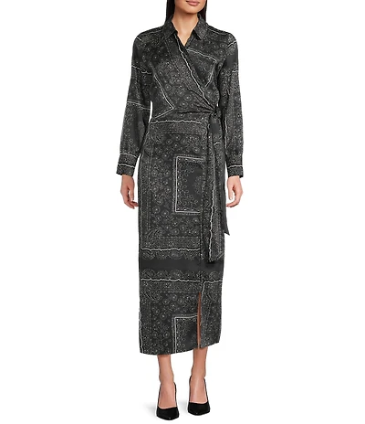 Marella Cora Point Collar Long Sleeve Sheath Maxi Dress