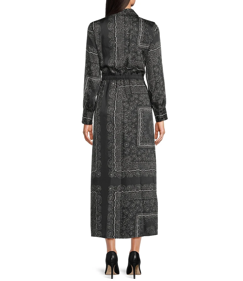 Marella Cora Point Collar Long Sleeve Sheath Maxi Dress