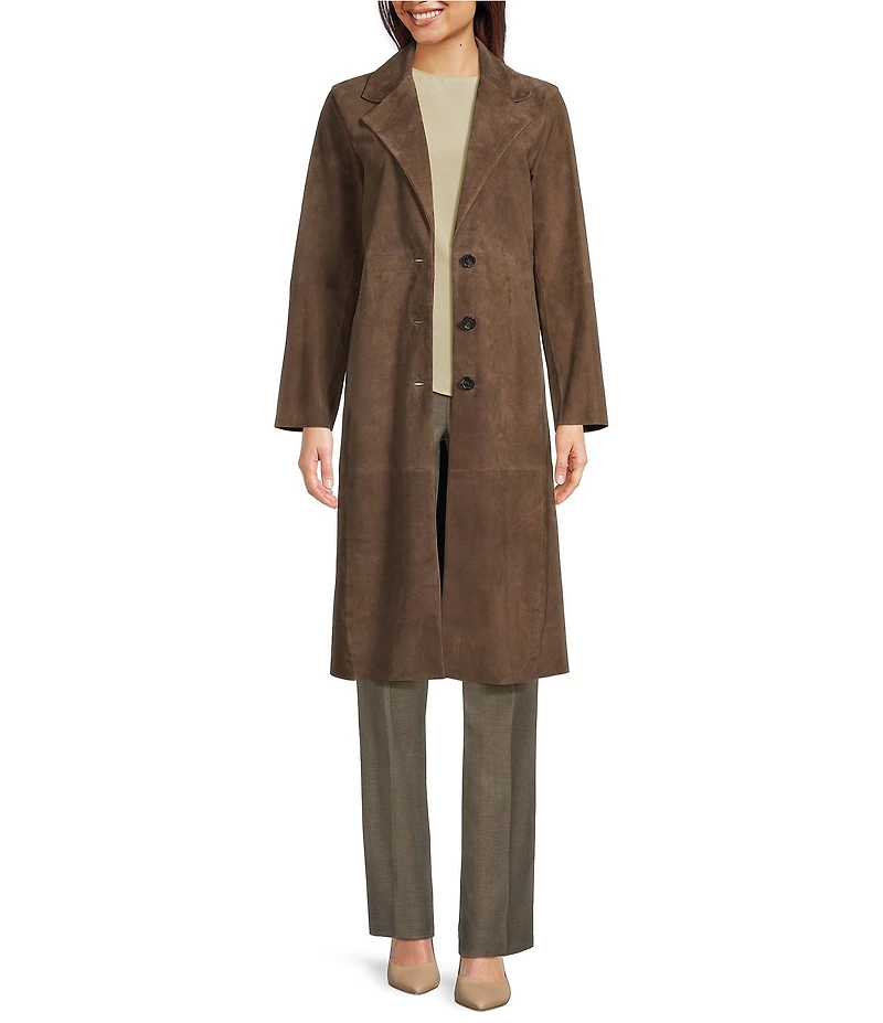 Marella Edel Suede Notch Lapel Belted Trench Coat